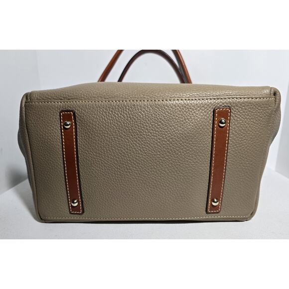 Dooney and Bourke Pebble Grain Logo Lock Tote Shoulder Purse Bag Taupe/Elephant - Picture 7 of 15